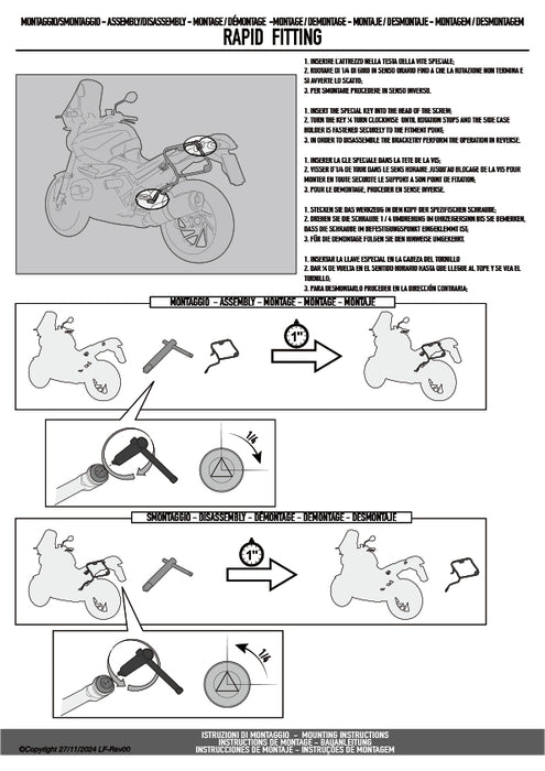 GIVI PLO8208CAM サイドケースホルダー TREKKER OUTBACK MONOKEY CAM-SIDE用 PL ONE-FIT／MOTO GUZZI ステルヴィオ 1000専用