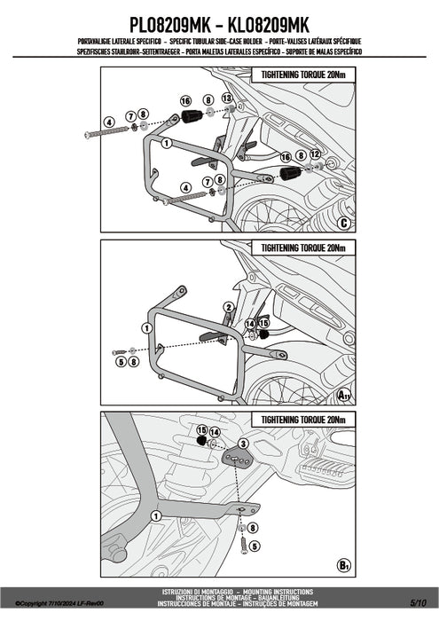 GIVI PLO8209MK サイドケースホルダー MONOKEY ( モノキー ) 用 PL ONE-FIT／MOTO GUZZI V85 TT専用