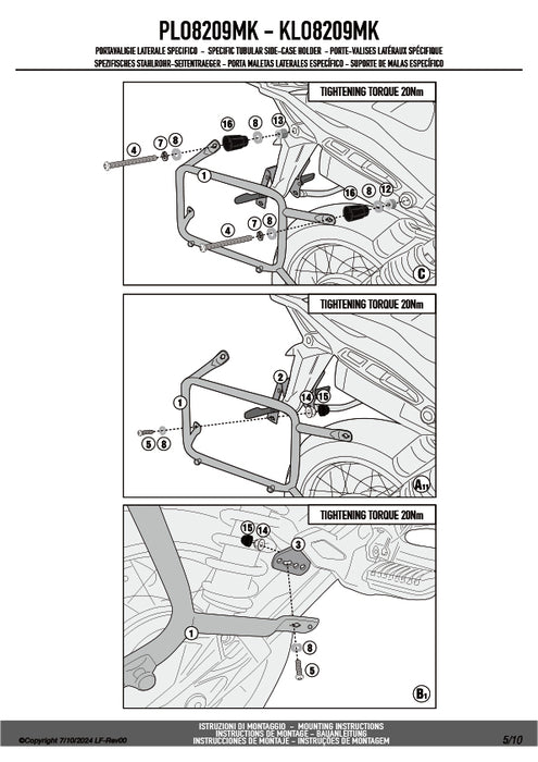 GIVI PLO8209MK サイドケースホルダー MONOKEY（モノキー）用 PL ONE-FIT｜MOTO GUZZI V85 TT 対応