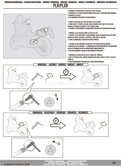 GIVI PLOR7412CAM サイドケースホルダー ラピッドリリース機能付き TREKKER OUTBACK MONOKEY CAM-SIDE用 PL ONE-FIT ／ DUCATI ムルティストラーダ 1260 ENDURO / DUCATI ムルティストラーダ 950 S専用