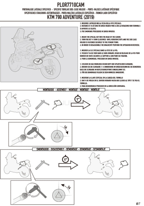 GIVI PLOR7710CAM サイドケースホルダー ラピッドリリース機能付き TREKKER OUTBACK MONOKEY CAM-SIDE用 PL ONE-FIT／KTM 790 アドベンチャー R / KTM 790 アドベンチャー / KTM 890 アドベンチャー専用