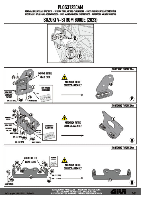 GIVI PLOS3125CAM サイドケースホルダー TREKKER OUTBACK EVO用 PL ONE-FIT CAM-SIDE／SUZUKI V-STROM 800SE / SUZUKI V-STROM 800DE専用