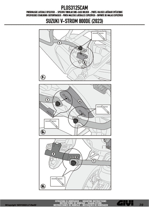 GIVI PLOS3125CAM サイドケースホルダー TREKKER OUTBACK EVO用 PL ONE-FIT CAM-SIDE／SUZUKI V-STROM 800SE / SUZUKI V-STROM 800DE専用