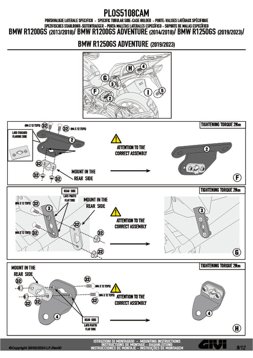 GIVI PLOS5108CAM サイドケースホルダー TREKKER OUTBACK EVO用 PL ONE-FIT CAM-SIDE／BMW R 1250 GS ADVENTURE / BMW R 1250 GS / BMW R 1200 GS / BMW R 1200 GS ADVENTURE専用