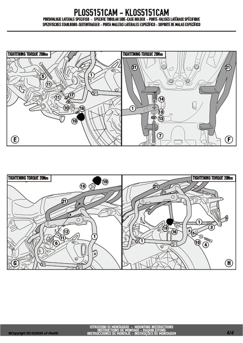 GIVI PLOS5151CAM サイドケースホルダー TREKKER OUTBACK EVO用（PL ONE-FIT CAM-SIDE／右側専用設計／18mm径）｜BMW R 12 G/S 対応