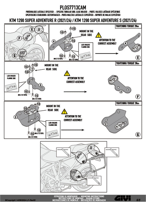 GIVI PLOS7713CAM サイドケースホルダー TREKKER OUTBACK EVO用 PL ONE-FIT CAM-SIDE／KTM 1290 スーパーアドベンチャー S / KTM 1290 スーパーアドベンチャー R専用