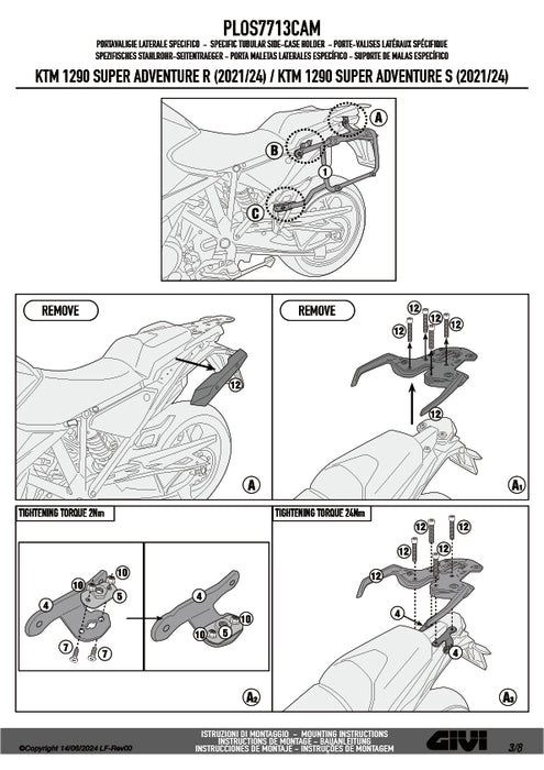 GIVI PLOS7713CAM サイドケースホルダー TREKKER OUTBACK EVO用 PL ONE-FIT CAM-SIDE／KTM 1290 スーパーアドベンチャー S / KTM 1290 スーパーアドベンチャー R専用