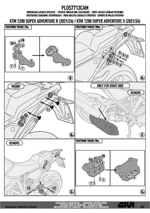 GIVI PLOS7713CAM サイドケースホルダー TREKKER OUTBACK EVO用 PL ONE-FIT CAM-SIDE／KTM 1290 スーパーアドベンチャー S / KTM 1290 スーパーアドベンチャー R専用