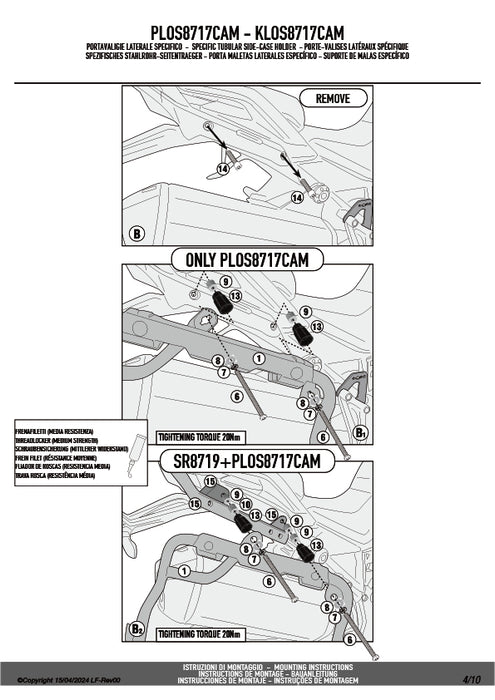 GIVI PLOS8717CAM サイドケースホルダー TREKKER OUTBACK EVO用（PL ONE-FIT CAM-SIDE／右側専用設計）｜BENELLI TRK 702 / TRK 702 X 対応