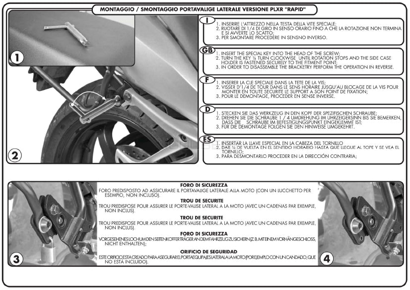 GIVI PLR1110 サイドケースホルダー MONOKEY ( モノキー ) 用 ラピッドリリース機能付き／HONDA VFR1200X クロスツアラー他専用