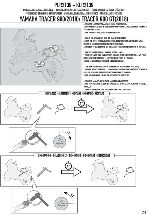 GIVI PLR2139 サイドケースホルダー MONOKEY ( モノキー ) 用 ラピッドリリース機能付き ／ YAMAHA トレーサー 900 / YAMAHA トレーサー 900 GT専用