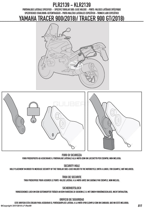 GIVI PLR2139 サイドケースホルダー MONOKEY ( モノキー ) 用 ラピッドリリース機能付き／YAMAHA トレーサー 900専用