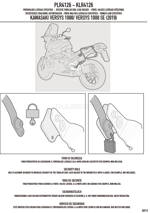 GIVI PLR4126 サイドケースホルダー MONOKEY ( モノキー ) 用 ラピッドリリース機能付き／KAWASAKI ヴェルシス 1000 / KAWASAKI ヴェルシス 1000 SE専用