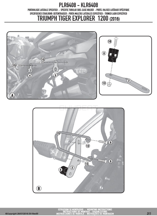 GIVI PLR6408 サイドケースホルダー MONOKEY ( モノキー ) 用 ラピッドリリース機能付き ／ TRIUMPH タイガー 1200 / TRIUMPH タイガー 1200 EXPLORER専用