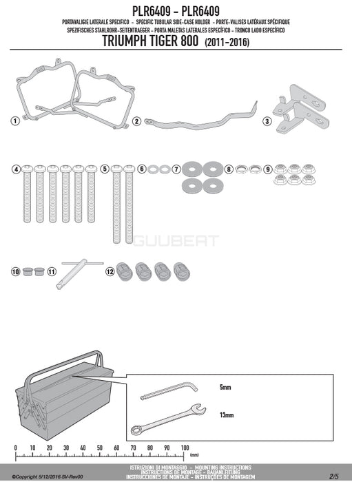 GIVI PLR6409 サイドケースホルダー MONOKEY ( モノキー ) 用 ラピッドリリース機能付き／TRIUMPH タイガー 800 / TRIUMPH タイガー 800 XC / TRIUMPH タイガー 800 XR専用