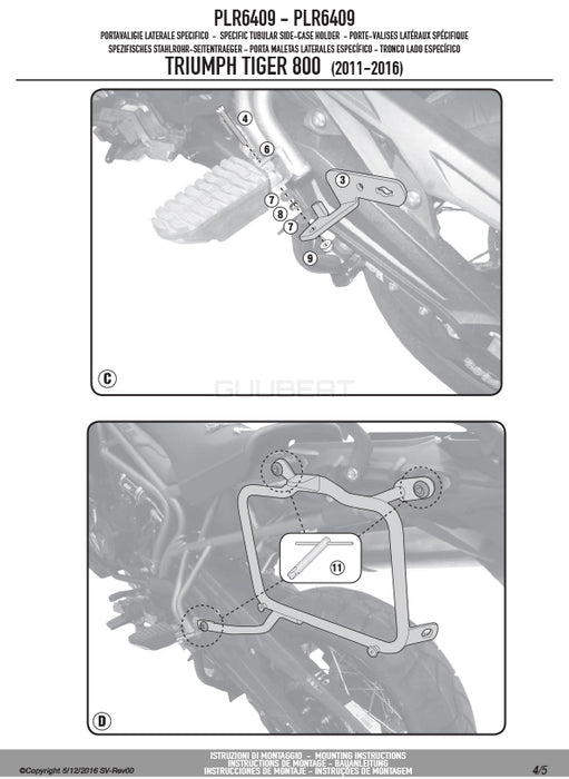 GIVI PLR6409 サイドケースホルダー MONOKEY ( モノキー ) 用 ラピッドリリース機能付き／TRIUMPH タイガー 800他専用