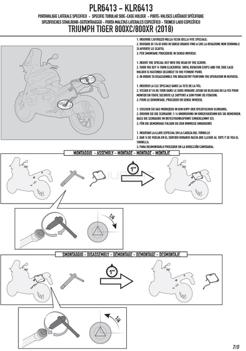 GIVI PLR6413 サイドケースホルダー MONOKEY ( モノキー ) 用 ラピッドリリース機能付き ／ TRIUMPH タイガー 800 XC / TRIUMPH タイガー 800 XR専用