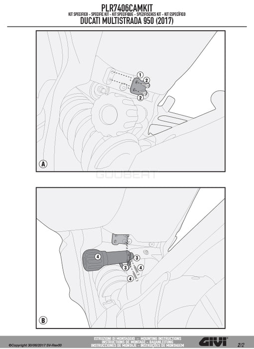 GIVI PLR7406CAMKIT 取付キット サイドケースホルダー用／DUCATI ムルティストラーダ 950専用