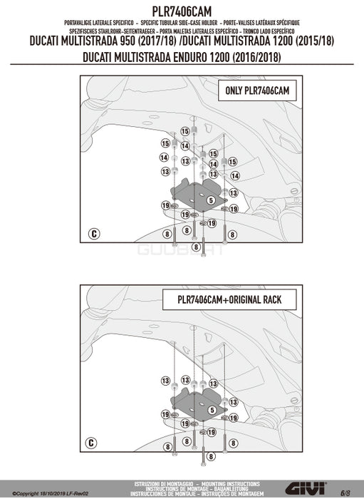 GIVI PLR7406CAM サイドケースホルダー ラピッドリリース機能付き TREKKER OUTBACK MONOKEY CAM-SIDE用 ／ DUCATI ムルティストラーダ 1200 / DUCATI ムルティストラーダ 1200 ENDURO他専用