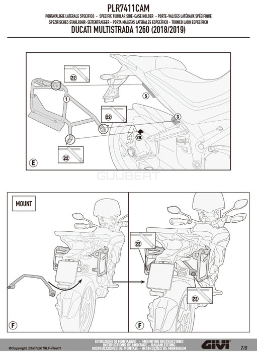GIVI PLR7411CAM サイドケースホルダー ラピッドリリース機能付き TREKKER OUTBACK MONOKEY CAM-SIDE用 ／ DUCATI ムルティストラーダ 1260専用