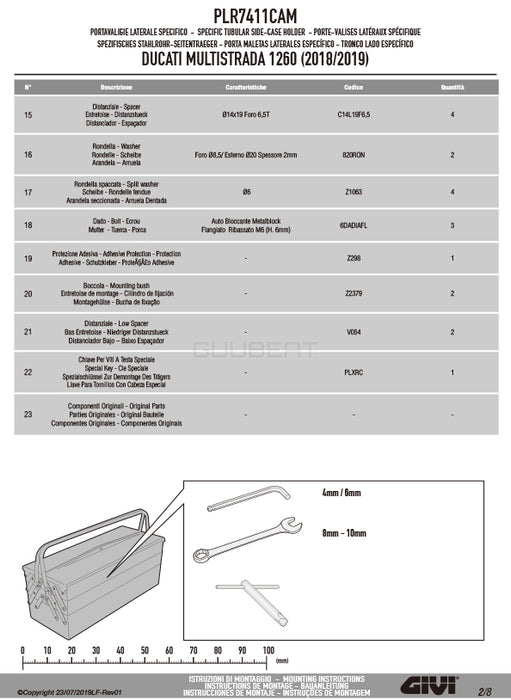 GIVI PLR7411CAM サイドケースホルダー ラピッドリリース機能付き TREKKER OUTBACK MONOKEY CAM-SIDE用／DUCATI ムルティストラーダ 1260専用