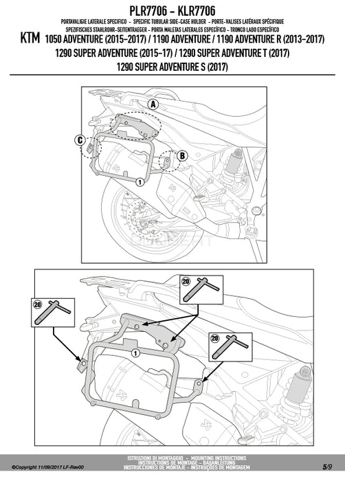 GIVI PLR7706 サイドケースホルダー MONOKEY ( モノキー ) 用 ラピッドリリース機能付き ／ KTM 1290 スーパーアドベンチャー S / KTM 1290 スーパーアドベンチャー R他専用