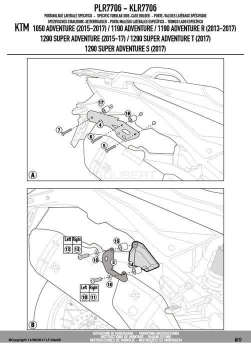 GIVI PLR7706 サイドケースホルダー MONOKEY ( モノキー ) 用 ラピッドリリース機能付き ／ KTM 1290 スーパーアドベンチャー S / KTM 1290 スーパーアドベンチャー R他専用