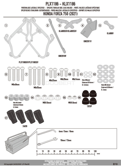 GIVI PLX1186 サイドケースホルダー MONOKEY SIDE ( モノキーサイド ) V37 / V35 用／HONDA フォルツァ750専用