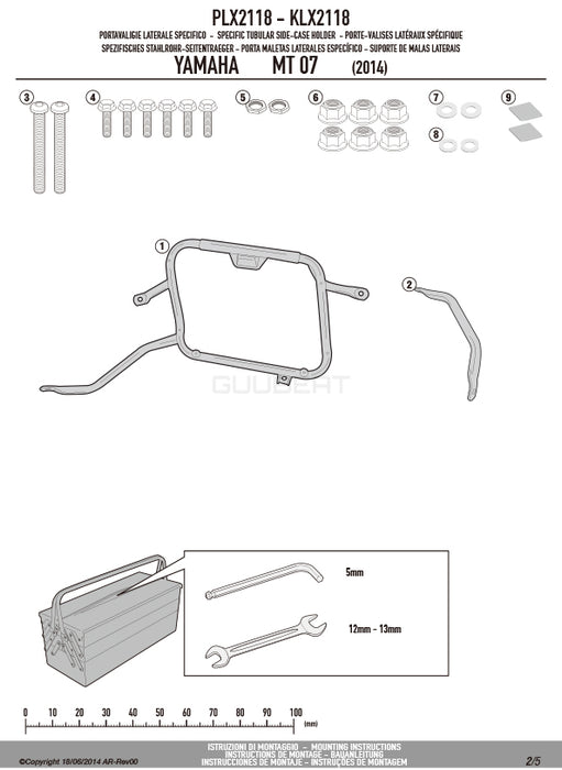 GIVI PLX2118 サイドケースホルダー MONOKEY SIDE ( モノキーサイド ) V37 / V35 用／YAMAHA MT-07専用