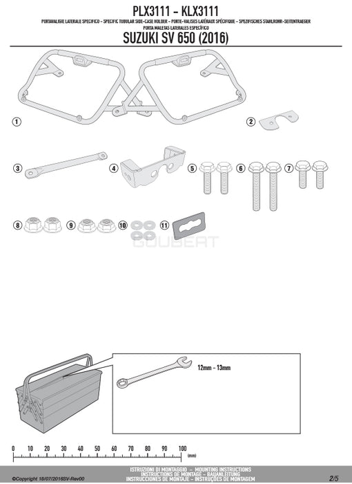 GIVI PLX3111 サイドケースホルダー MONOKEY SIDE ( モノキーサイド ) V37 / V35 用／SUZUKI SV 650専用