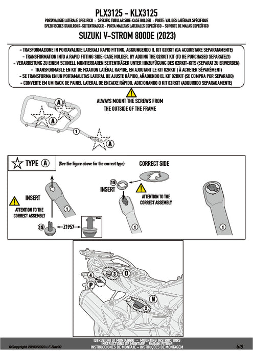 GIVI PLX3125 サイドケースホルダー MONOKEY SIDE ( モノキーサイド ) V37 / V35 用／SUZUKI V-STROM 800SE / SUZUKI V-STROM 800DE専用