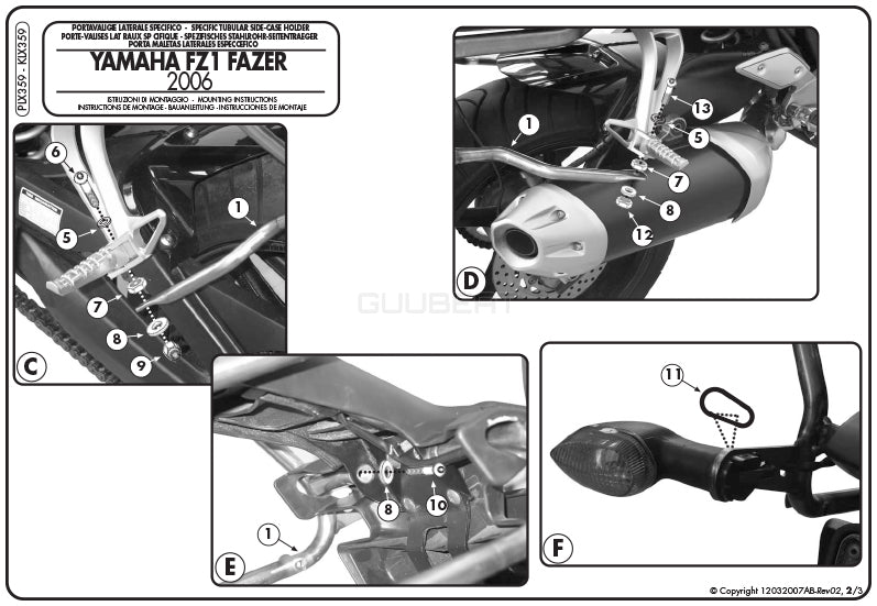 GIVI PLX359 サイドケースホルダー MONOKEY SIDE ( モノキーサイド ) V37 / V35 用／YAMAHA FZ1 / YAMAHA FZ1 フェザー専用