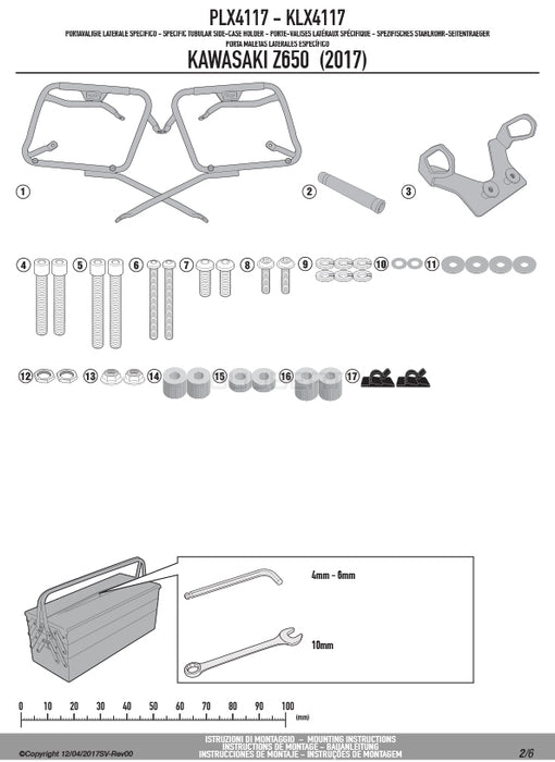 GIVI PLX4117 サイドケースホルダー MONOKEY SIDE ( モノキーサイド ) V37 / V35 用／KAWASAKI Z 650 / KAWASAKI Z 650専用