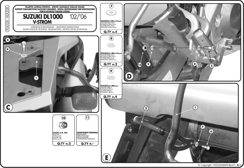 GIVI PLX528 サイドケースホルダー MONOKEY SIDE ( モノキーサイド ) V37 / V35 用／KAWASAKI KLV 1000 / SUZUKI Vストローム 1000専用