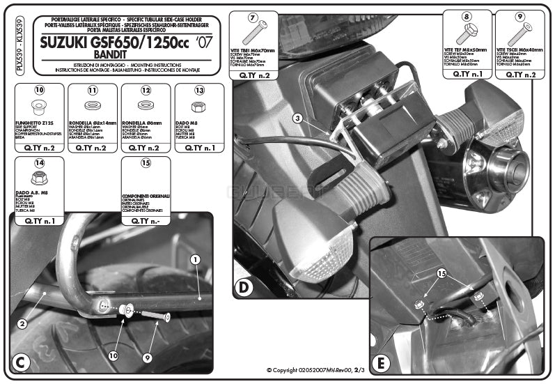 GIVI PLX539 サイドケースホルダー MONOKEY SIDE ( モノキーサイド ) V37 / V35 用／SUZUKI バンディット 1250 / SUZUKI バンディット 1250 S / SUZUKI バンディット 1250 F / SUZUKI GSX 650 F他専用