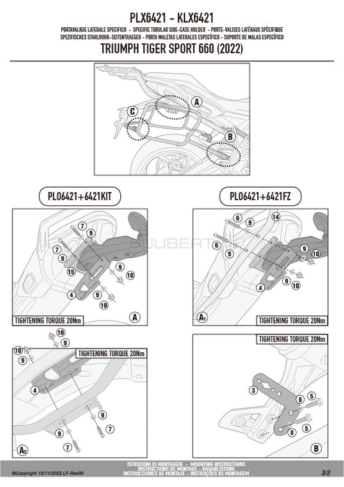 GIVI PLX6421 サイドケースホルダー MONOKEY SIDE ( モノキーサイド ) V37 / V35 用／TRIUMPH タイガースポーツ 660専用