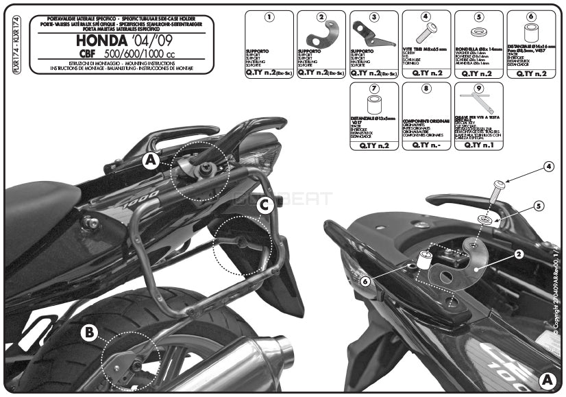 GIVI PLXR174 サイドケースホルダー MONOKEY SIDE ( モノキーサイド ) V37 / V35 用 ラピッドリリース機能付き／HONDA CBF1000 / ABS / HONDA CBF500 / HONDA CBF600N / HONDA CBF600S専用