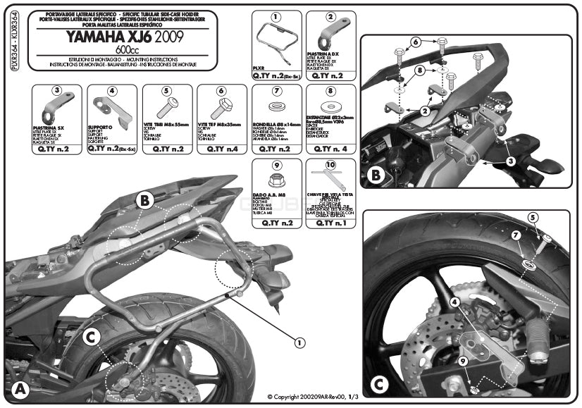 GIVI PLXR364 サイドケースホルダー MONOKEY SIDE ( モノキーサイド ) V37 / V35 用 ラピッドリリース機能付き／YAMAHA XJ6 / YAMAHA XJ6 / YAMAHA XJ6 ディバージョン / YAMAHA XJ6 ディバージョン F専用