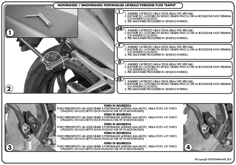 GIVI PLXR364 サイドケースホルダー MONOKEY SIDE ( モノキーサイド ) V37 / V35 用 ラピッドリリース機能付き／YAMAHA XJ6 / YAMAHA XJ6 / YAMAHA XJ6 ディバージョン / YAMAHA XJ6 ディバージョン F専用