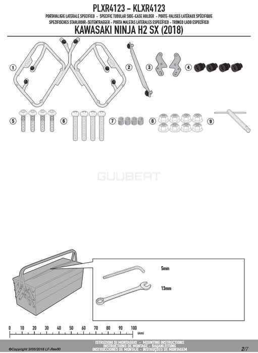 GIVI PLXR4123 サイドケースホルダー MONOKEY SIDE ( モノキーサイド ) V37 / V35 用 ラピッドリリース機能付き／KAWASAKI ニンジャ H2 SX専用