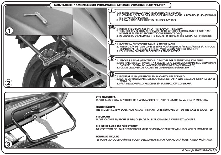 GIVI PLXR691 サイドケースホルダー MONOKEY SIDE ( モノキーサイド ) V37 / V35 用 ラピッドリリース機能付き／BMW K 1200 R / BMW K 1300 R専用