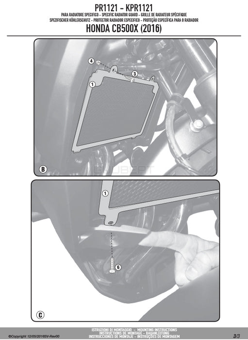GIVI PR1121 ラジエーターガード コアガード ステンレス製 ブラック／HONDA CB500X / HONDA 400X専用
