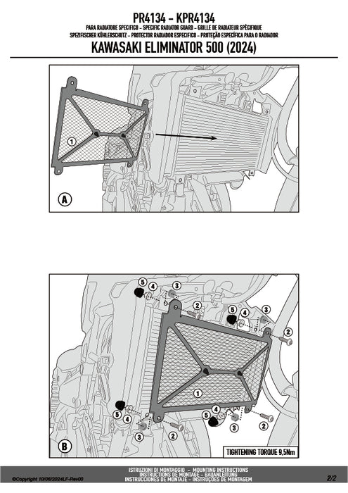 GIVI PR4134 ラジエーターガード コアガード ステンレス製 ブラック／KAWASAKI エリミネーター 500専用