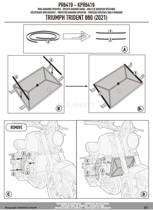 GIVI PR6419 ラジエーターガード コアガード ステンレス製 ブラック／TRIUMPH トライデント 660専用