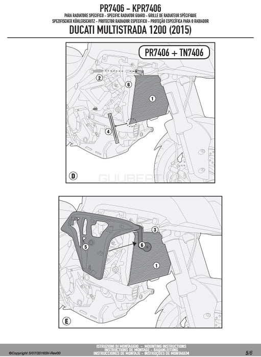 GIVI PR7406 ラジエーターガード コアガード ステンレス製  ブラック／DUCATI ムルティストラーダ 1200専用