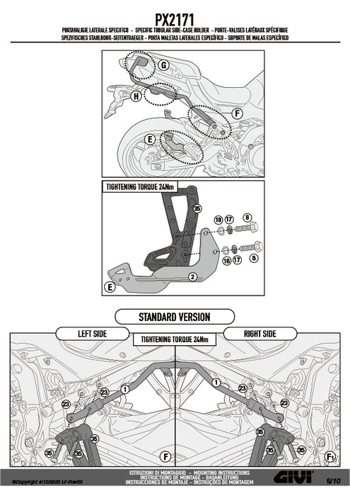 GIVI PX2171 サイドケースホルダー MONOKEY TECH 3タイプ｜YAMAHA トレーサー 9 / トレーサー 9 GT 対応