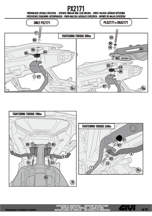 GIVI PX2171 サイドケースホルダー MONOKEY TECH 3タイプ｜YAMAHA トレーサー 9 / トレーサー 9 GT 対応