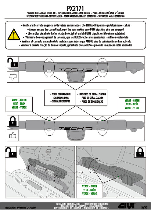 GIVI PX2171 サイドケースホルダー MONOKEY TECH 3タイプ｜YAMAHA トレーサー 9 / トレーサー 9 GT 対応
