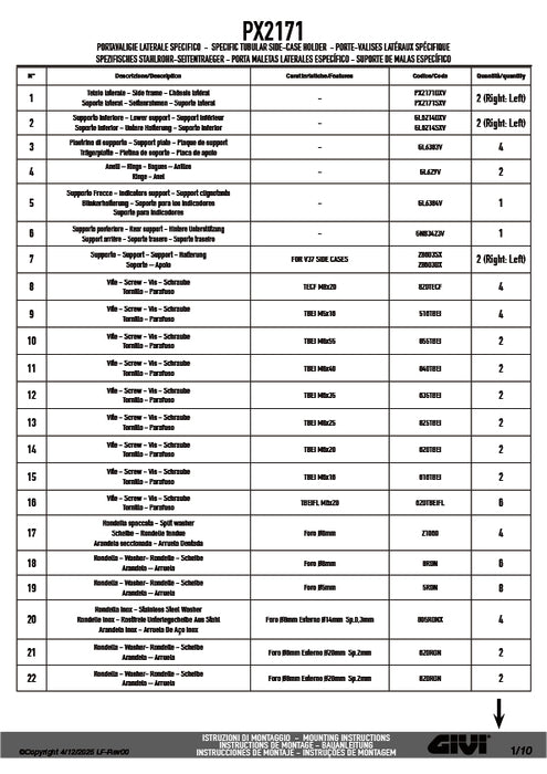 GIVI PX2171 サイドケースホルダー MONOKEY TECH 3タイプ｜YAMAHA トレーサー 9 / トレーサー 9 GT 対応