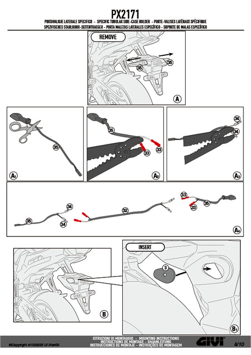 GIVI PX2171 サイドケースホルダー MONOKEY TECH 3タイプ｜YAMAHA トレーサー 9 / トレーサー 9 GT 対応